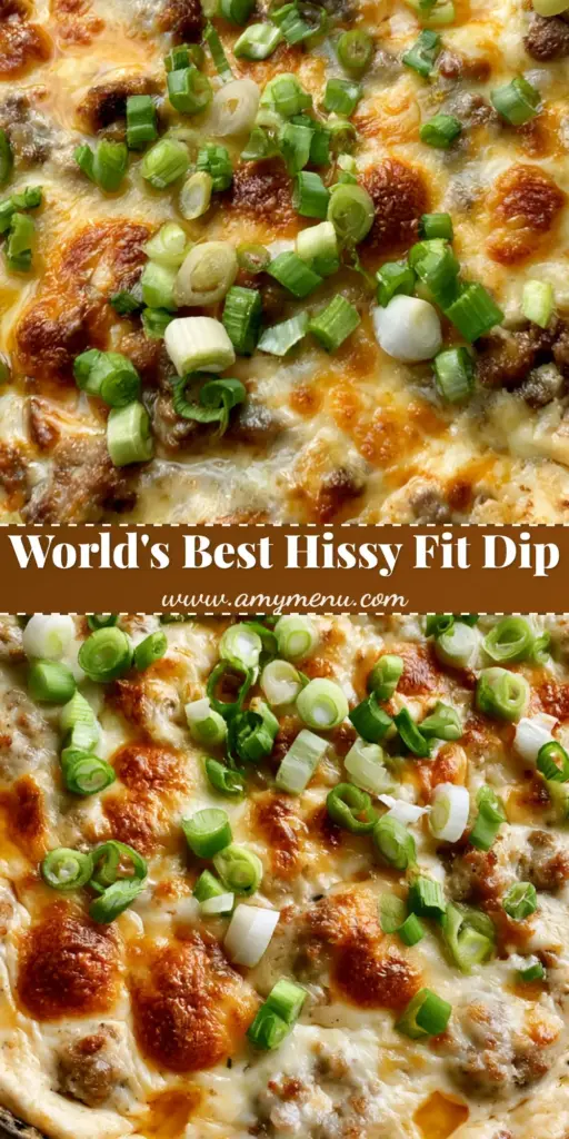 A top-down shot of Hissy Fit Dip in a cast iron skillet, featuring bubbly melted sharp cheddar, browned sausage, and fresh green onions.