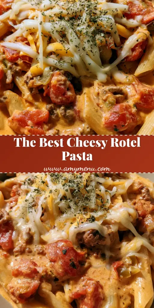 A close up photo of a bowl of Rotel Pasta Fiesta with penne, browned beef, and stringy melted cheese. (Rotel Pasta Fiesta)