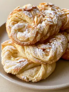 Smartphone photo of pillowy Ricotta Almond Biscuit Twists showing moist interior and textured dough folds.
