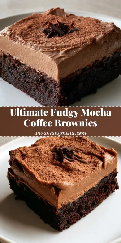 A thick square Coffee Brownie with mocha buttercream frosting and chocolate shavings on a white plate. (Coffee Brownies)