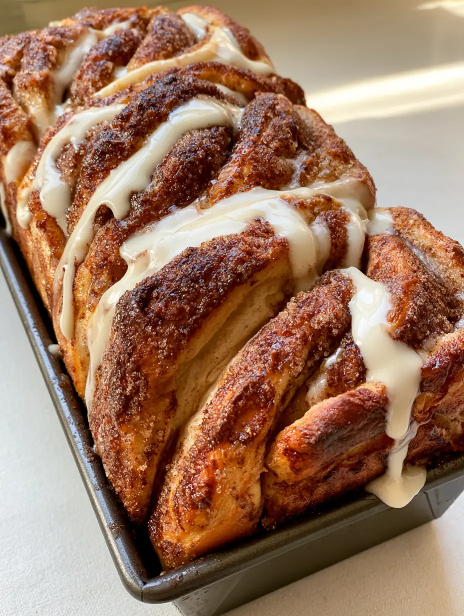 Dollywood Cinnamon Bread: The Ultimate Grist Mill Copycat Recipe 3 Handheld photo of fresh pull-apart cinnamon bread showing pillowy folds and deep golden-brown crust. (Dollywood Cinnamon Bread)